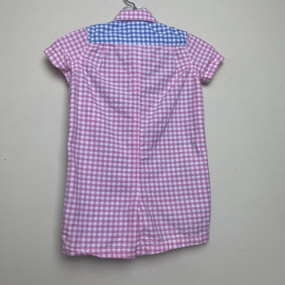Ralph Lauren Polo Baby Gingham Cotton Oxford Fun Romper EUC Blue Green Pink 6M‎